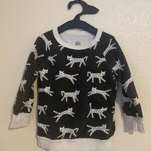 Winter Water Factory Kids Black and White Cat Print Sweatshirt Sz 4T